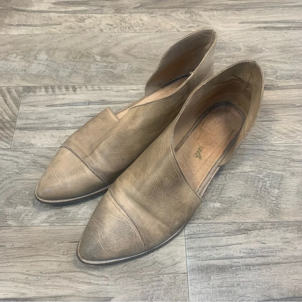 Free People Royale Distressed Leather Pointed Cut Out Flats - Picture 5 of 14